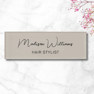 Badge D'identification Salon moderne Hair Stylo Beige