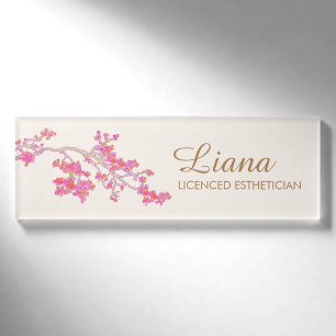 Badge D'identification Salon Spa rose Floral Beauté