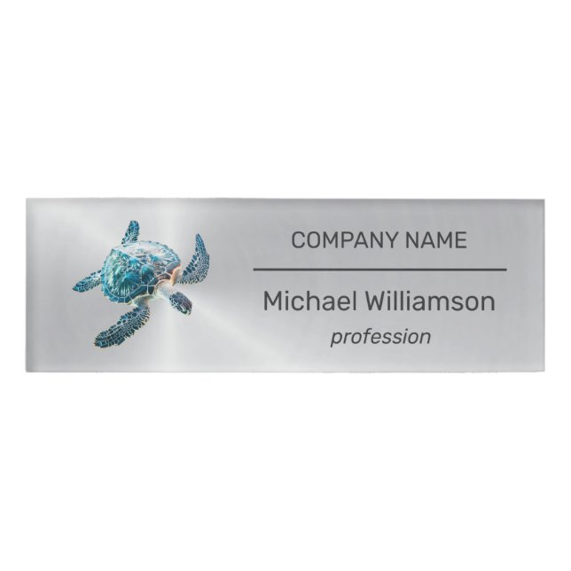 Badge D'identification  Sea Turtle Modern Beach Realtor (Devant)
