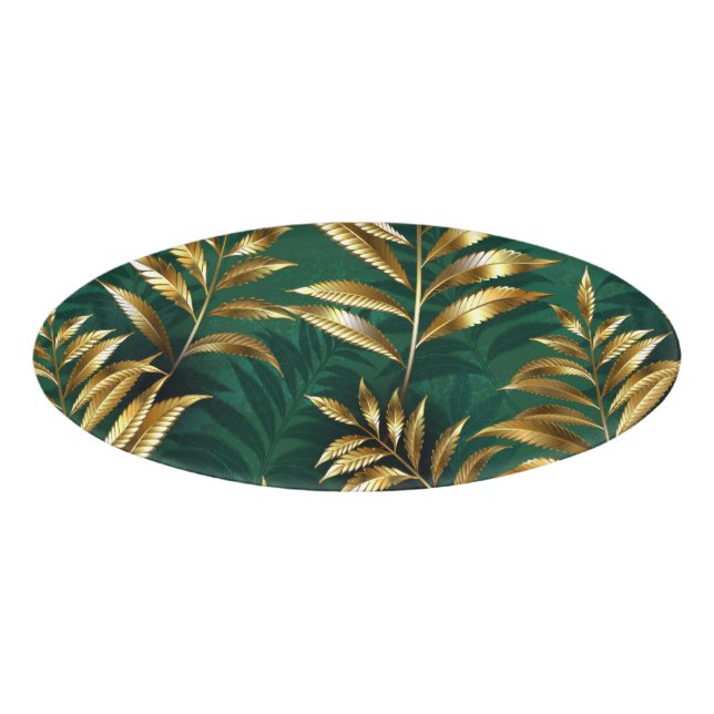 Badge D'identification Seamless pattern with golden ferns (Devant)