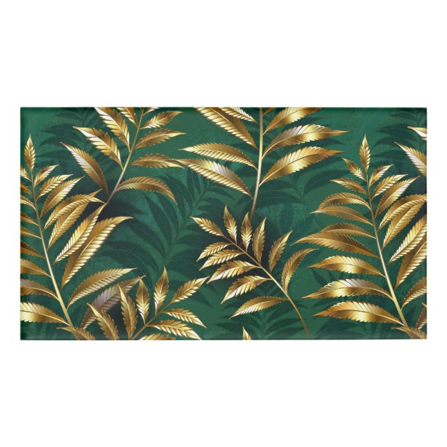 Badge D'identification Seamless pattern with golden ferns (Devant)