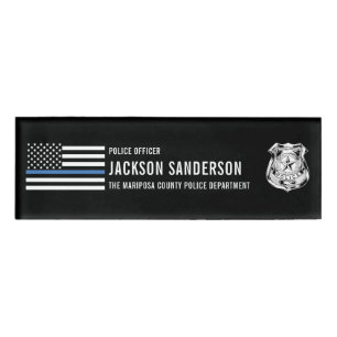 Badge D'identification Service de police des douanes Ligne bleue mince