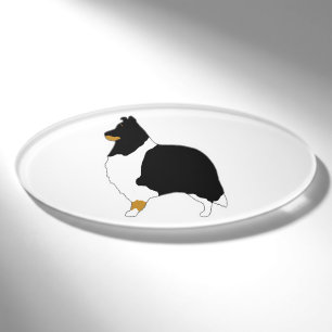 Badge D'identification shetland sheepdog noir blanc et tan silo