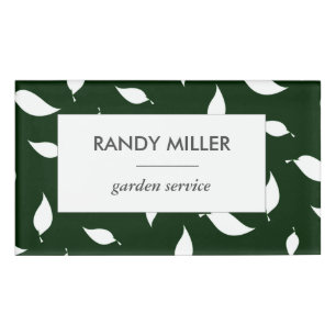 Badge D'identification Silhouette feuilles blanches vertes