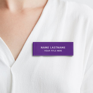 Badge D'identification Simple Basic Minimal Purple Blanc Titre moderne