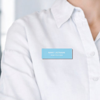 Badge D'identification Simple Basic Sky Blue Minimal Modern 