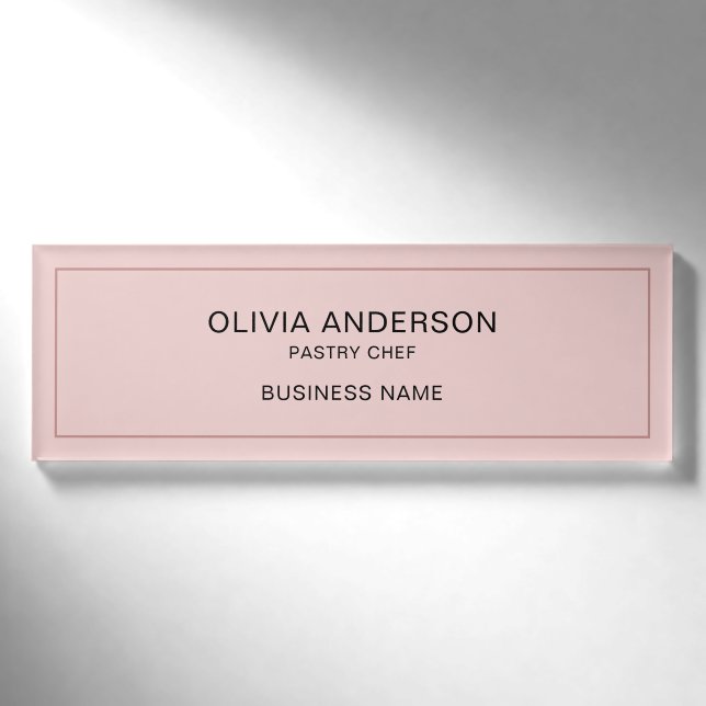 Badge D'identification Simple boulangerie rose affaires magnétique (Devant)