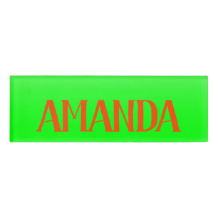 Badge D'identification Simple et moderne Lime Green & Orange - Personnali