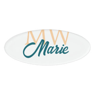 Badge D'identification simple minimal add name monogram orange blue bold