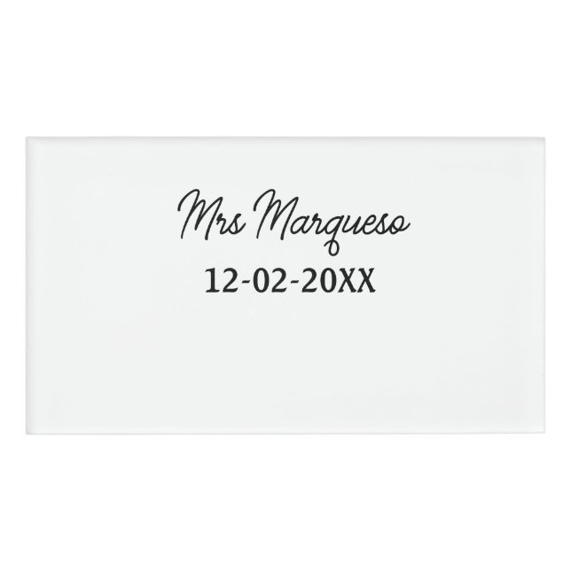 Badge D'identification simple monogramme minimal mrs M nom date année Thr (Devant)