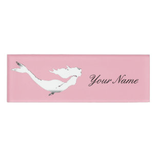 Badge D'identification Sirène blanche sous-marine nageant Thunder_Cove
