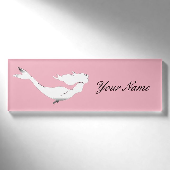 Badge D'identification Sirène blanche sous-marine nageant Thunder_Cove (Devant)