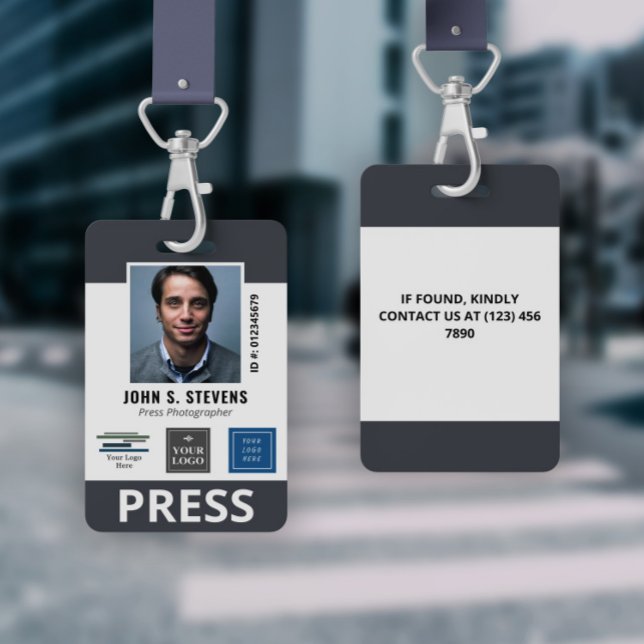 Badge d'identification Slate Gray 3 Logos Press (Créateur téléchargé)