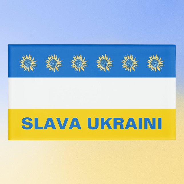 Badge D'identification Slava Ukraini Blue Gold Sunflower Ukraine Soutien (Créateur téléchargé)