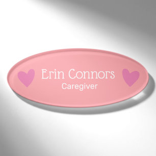 Badge D'identification Soins de santé de coeur rose mou
