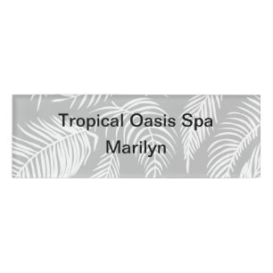 Badge D'identification Spa des Feuilles de palmiers hawaïens tropicaux
