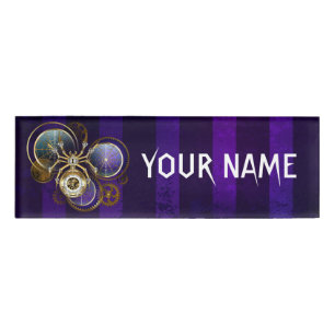 Badge D'identification Spider Steampunk sur Arrière - plan pourpre