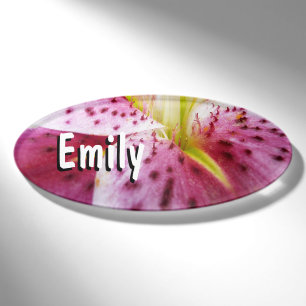 Badge D'identification Stargazer Lily brillant Magenta Floral