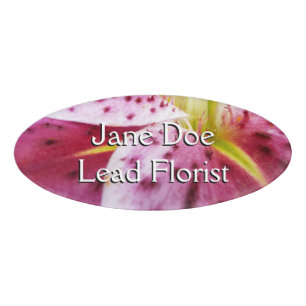 Badge D'identification Stargazer Lily brillant Magenta Floral