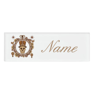 Badge D'identification Steampunk Thème Top Hat Skull Thunder_Cove