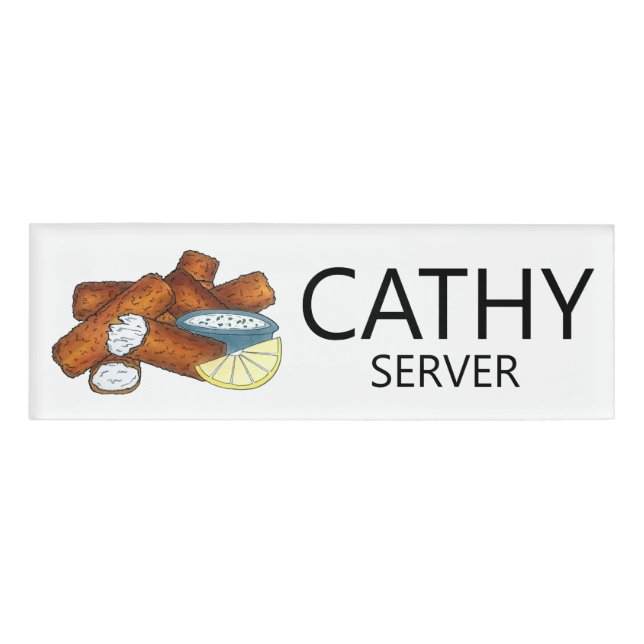 Badge D'identification Sticks de poisson Doigts Poissons Serveurs de sauc (Devant)