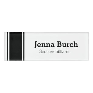 Badge D'identification STRIPES SPORTIFS - Blanc Noir + vos idées