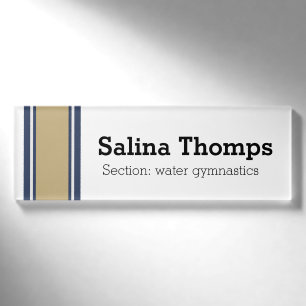 Badge D'identification STRIPES SPORTIFS - bleu beige gris + vos idées