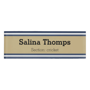Badge D'identification STRIPES SPORTIFS - bleu beige gris + vos idées