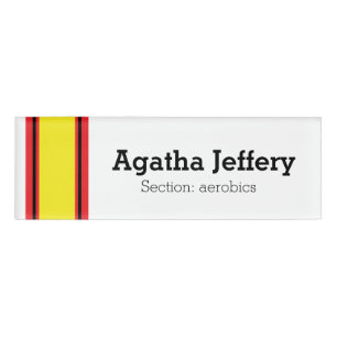 Badge D'identification STRIPES SPORTIVES - Jaune noir blanc + vos idées