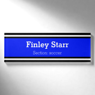 Badge D'identification STRIPES SPORTIVES - Royal Black White + vos idées