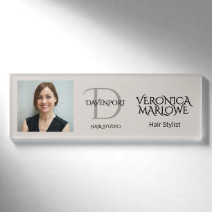 Badge D'identification Studio de coiffure moderne Photo Monogramme