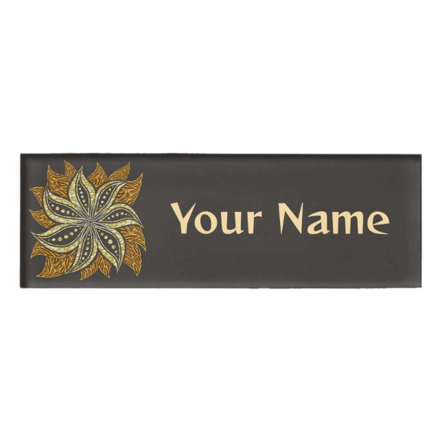 Badge D'identification Style Batik Floral Abstrait africain (Devant)