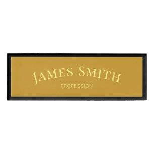Badge D'identification Stylish Mustard Jaune & Noir Trendy Professional