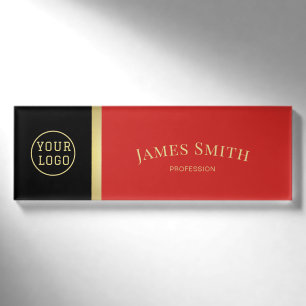 Badge D'identification Stylish Tomato Rouge Et Noir : Luxueux Logo Profes