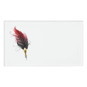 Badge D'identification Stylo rouge en plumes avec nib or