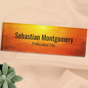 Badge D'identification Sunset professionnel Orange Art et Black Text