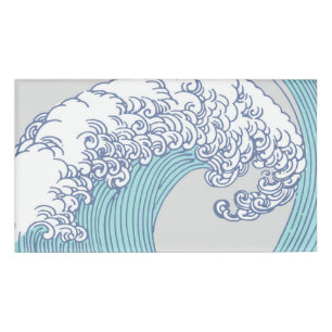 Badge D'identification Surf asiatique japonais Vague Art Ocean Art
