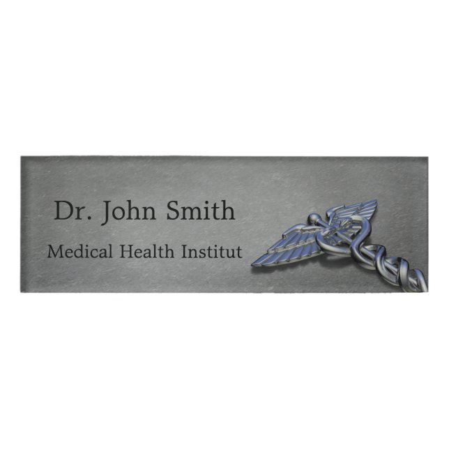 Badge D'identification Symbole Médicale de caducée - étiquette nommée (Devant)