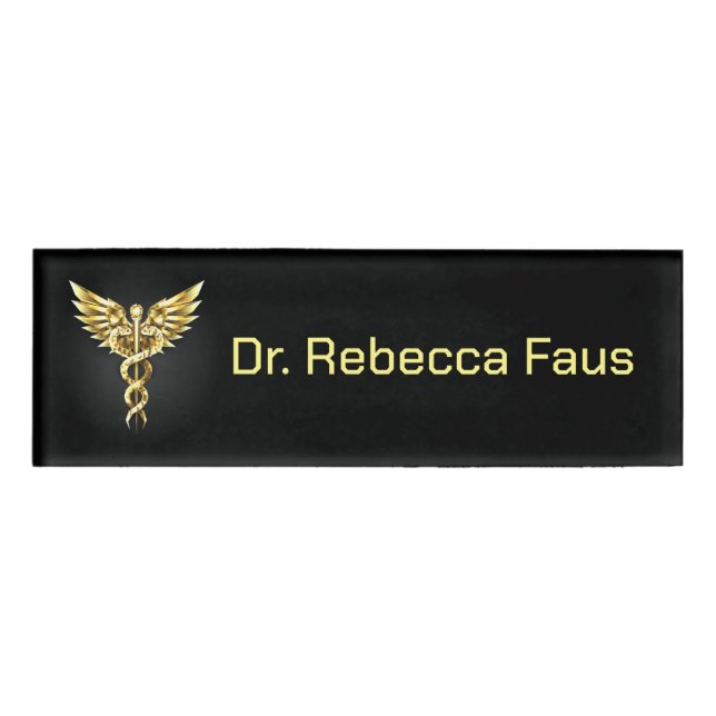 Badge D'identification Symbole Polygonal Or Caduceus (Devant)