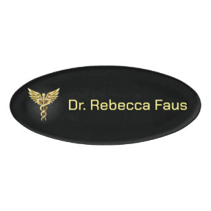 Badge D'identification Symbole Polygonal Or Caduceus