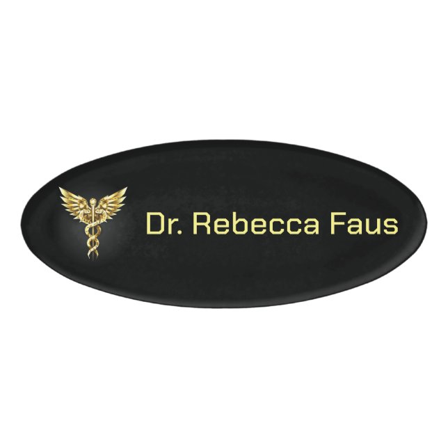 Badge D'identification Symbole Polygonal Or Caduceus (Devant)