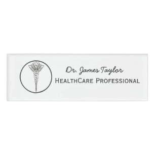 Badge D'identification Symbole simple Caduceus Soins de santé Médicales
