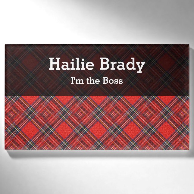 Badge D'identification Tartan plaids motif rouge royal tissu (Devant)