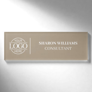 Badge D'identification Taupe Beige Logo personnalisé de l'entreprise Empl