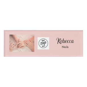Badge D'identification Technicienne en Ongles Photo Logo Écriture Noir Ro