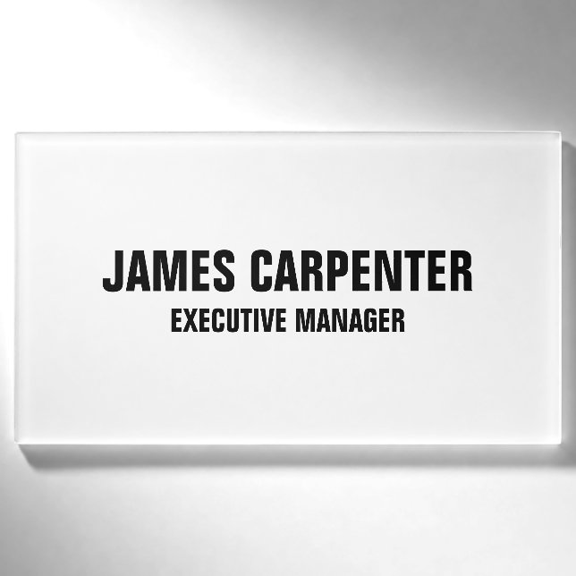 Badge D'identification Texte en gras noir blanc moderne (Devant)