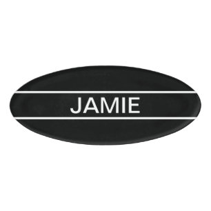 Badge D'identification Texte personnalisable   Bold Modern Black & White