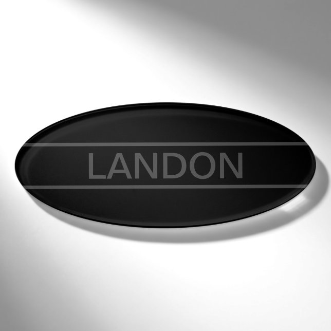 Badge D'identification Texte personnalisable | Gras moderne noir et gris  (Devant)