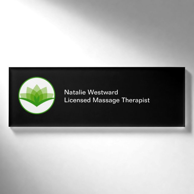 Badge D'identification Thème Fleur Lotus, Thérapiste De Massage Autorisé (Devant)