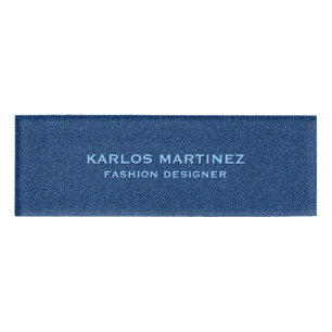 Badge D'identification Tissu en denim bleu